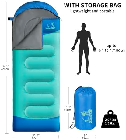 Sleeping Bags for Adults Kids - 3 Season Cold&Warm Weather Waterproof Camping Sleeping Bag - Lightweight Sleeping Bags for Camping Hiking Outdoor Travel