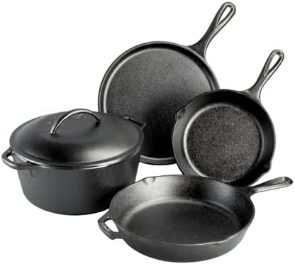 Lodge Cast Iron 5-Piece Set, PFAS-Free Pre-Seasoned Kitchen Set