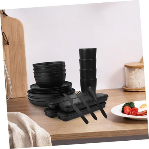 Black Picnic Camping Cutlery Set 4 Sets Reusable PP Xmas
