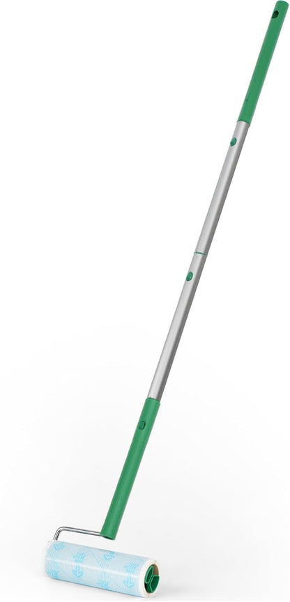 UNIKON Lint Roller Sticky Roller Pet Hair Roller, Long Handle Sticky Mop with 4-Foot Extendable Handle 30 Sheets, Green
