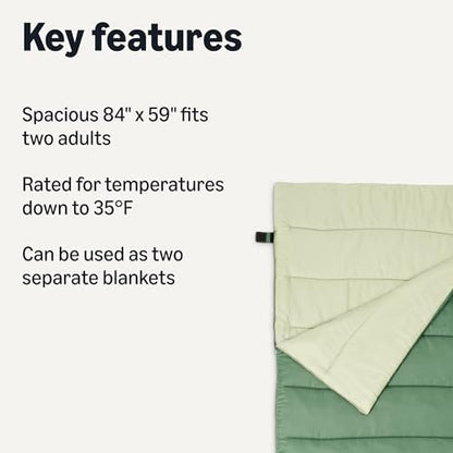 Amazon Basics Sleeping Bags for Adults, Camping Essentials, 3 Season Warm & Cool Weather