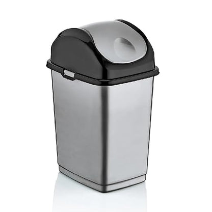 Superio Mini Desktop Trash Can with Swing Top Lid Portable Plastic Garbage Can for Countertop, Desktop, Make up Vanity, Bathroom, Car, Under Sink, Dorm, Compact Waste Bin 5 L, 1.25 Gal. (White)