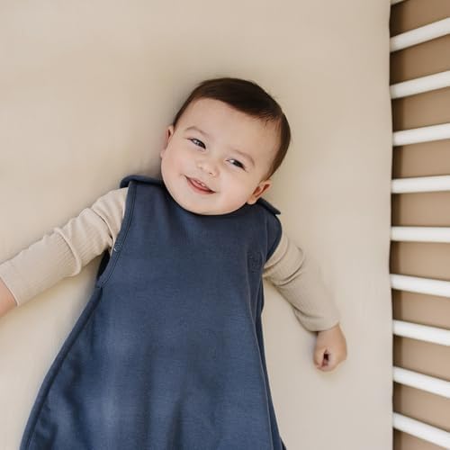 Woolino 4 Season Ultimate Baby Sleep Sack – Merino Wool Baby Sleeping Bag, Organic Cotton Outer, Temperature Regulating Wearable Blanket, All Season, 2 Months–2 Years - Indigo