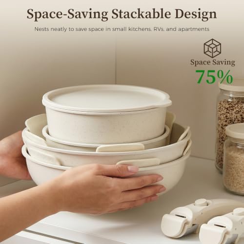YASHE 15Pcs Nonstick Pots and Pans Set with Detachable Handle, Oven Safe