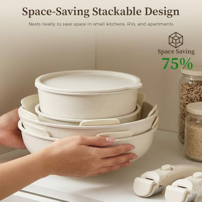 YASHE 15Pcs Nonstick Pots and Pans Set with Detachable Handle, Oven Safe
