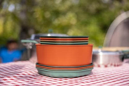 Gerber Gear ComplEAT Cook Set - Dishwasher-Safe Camping Cookware for Outdoor Cooking - Includes Saute Pan, Stock Pot, 4 Plates, 4 Bowls, Mixing Bowl & More