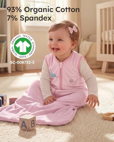 Yoofoss Baby Sleep Sack 6-12 Months Wearable Blanket for Babies 100% Organic Cotton 2-Way Zipper TOG 0.5 Toddler Sleeping Sack 3 Pack, Soft Lightweight Sleep Sacks