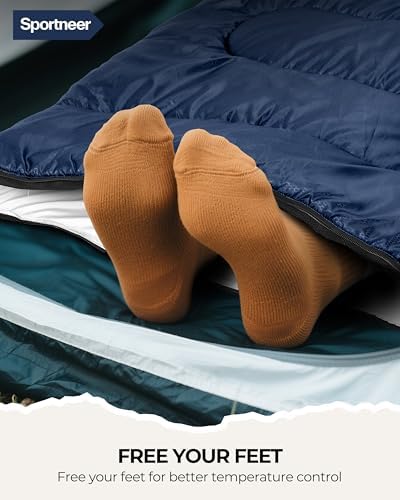 Sportneer Sleeping Bag, 3 Seasons Warm Cold Weather Sleeping Bags for Adults Kids Boys Girls with Compression Sack- Lightweight Camping Essentials Gear Accessories, Backpacking, Hiking