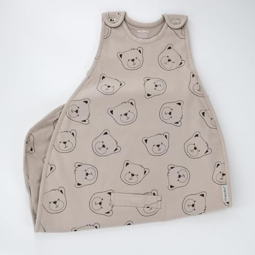 Woolino Ultimate Baby Sleep Sack – 4 Season Merino Wool Sleeping Bag, Organic Cotton Outer, Temp Regulating Blanket, Adjustable Sleep Sack Universal Size 2–24 Months - Teddy Bear