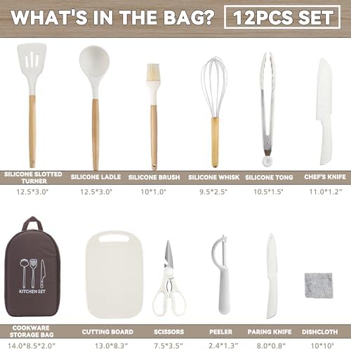 Camping Cooking Utensils Set, Silicone Cookware for Travel BBQ