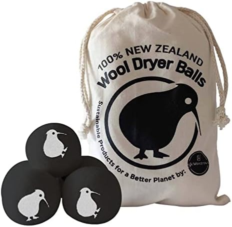 Wool Dryer Balls XL, 100% New Zealand Organic Wool - Reusable Natural Fabric Softener for Laundry, Dryer Sheets Alternative - Prevent Wrinkles and Anti Static (Black, 4-Pack)