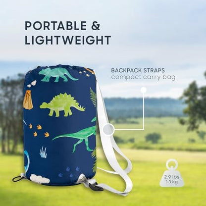 Wake In Cloud Kids Sleeping Bag for Boys Camping, Dinosaur