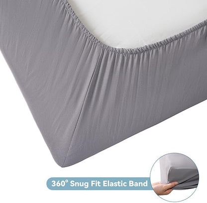 Twin Fitted Sheet (Sheet Only) Compatible with Milliard Trifold Mattress Folding Mattress 4” and 6”, Shrinkage & Stain Resistant Sheet for Camp Bunk Rvs Bed, Gray