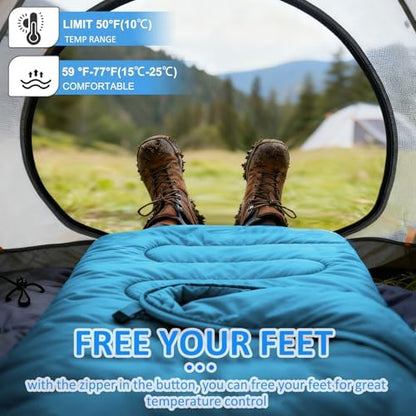 oaskys Camping Sleeping Bag - 3 Season Warm & Cool Weather - Summer Spring Fall Lightweight Waterproof for Adults Kids - Camping Essentials Gear Accessories Hiking Sleep Must Haves