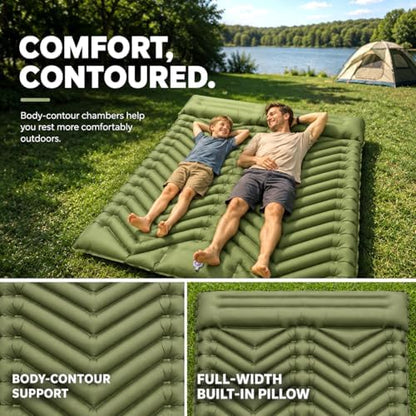 MalloMe Sleeping Pad for Camping, Camping Mattress - Bed for Outdoors Built-in Foot Pump Air Mattress for Backpacking Leak-Resistant Inflatable Travel Mat Compact Ultralight Single & Double