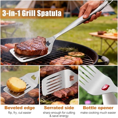HaSteeL BBQ Accessories, 18In Grill Tools for Outdoor Grill - 4 Pack