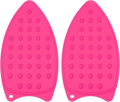 PATIKIL Silicone Iron Rest Pad, 2 Pcs Multipurpose Hot Heat Resistant Iron Rest Plate Protective Pad for Ironing Board Hot Resistant Steamer Steam Compact Mat, Rose Red