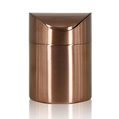 Mini Trash Can, Tiny Desktop Trash Bin with Swing Lid, Stainless Steel Bathroom Countertop Garbage Cans Kitchen Waste Bins with Trash Bag