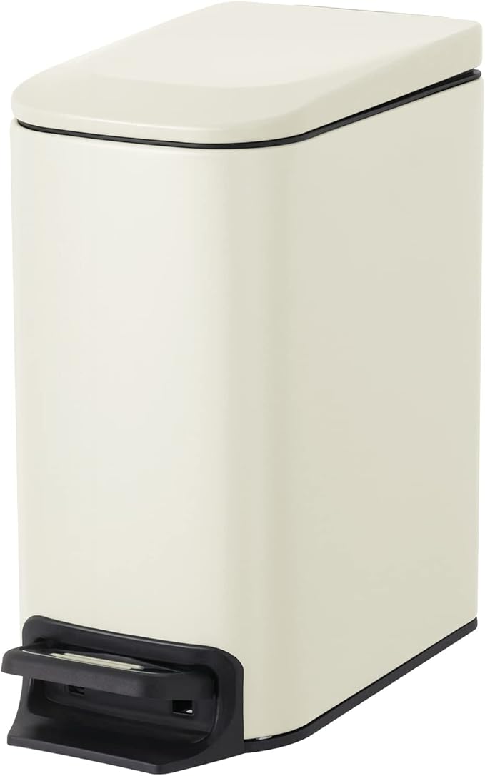 Cesun Small Bathroom Trash Can with Lid Soft Close, Step Pedal, 6 Liter / 1.6 Gallon Stainless Steel Garbage Can with Removable Inner Bucket, Anti-Fingerprint Finish (Creamy White)