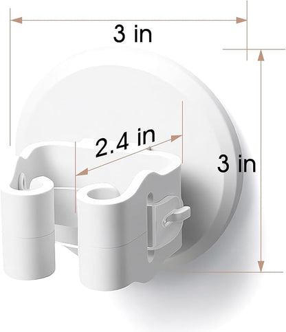 Mop Holder 3 Pack - Wall Mount Broom and Mop Grippers, No Drilling Self Adhesive Hooks, ABS Heavy Duty Storage Organizer for Kitchen, Garage, Bathroom