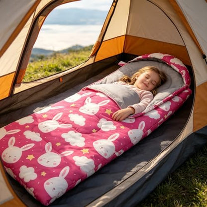 Kids Sleeping Bags - Camping Sleeping Bags with Carry Bag - Compact Sleeping Bag for Hiking, Backpacking 3 Season Warm & Cool Weather, Lightweight Waterproof Outdoor Travel for Boys Girls