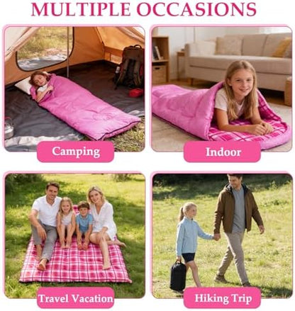 Uniqwamer Kids Sleeping Bag for Girls Boys - 4 Seasons Cold & Warm Weather Flannel Camping Sleeping Bags, Lightweight & Waterproof 45°F Sleeping Bag for Camping Hiking Outdoor Travel