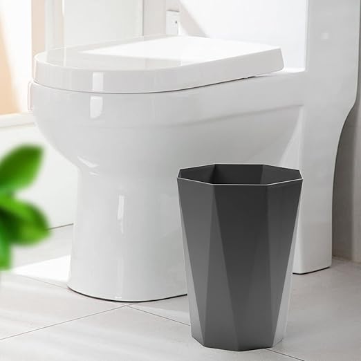 12L Trash Can Wastebasket Plastic Trash Bin Garbage Container Rubbish Can Paper Basket Office Organizer for Bedroom Home Office, 6 Grey