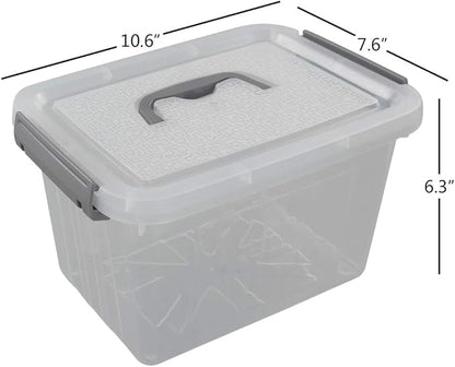 6-Pack Plastic Storage Box, 6 L Clear Storage Bins with Lid