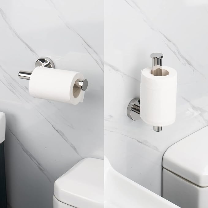 NearMoon Bathroom Toilet Paper Holder, Premium SUS304 Stainless Steel Rustproof Wall Mounted Toilet Roll Holder for Bathroom, Kitchen (2 Pack, Chrome Finish)