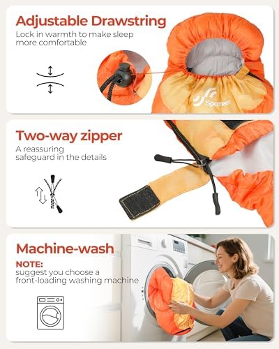 Sportneer Sleeping Bag, 3 Seasons Warm Cold Weather Sleeping Bags for Adults Kids Boys Girls with Compression Sack- Lightweight Camping Essentials Gear Accessories, Backpacking, Hiking
