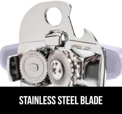 GORILLA GRIP Heavy Duty Stainless Steel Smooth Edge Manual Can Opener and Bottle Openers, Soft Comfortable Handle, Oversized Handheld Turn Knob, US Designed Multifunctional Kitchen Tool, Lavender