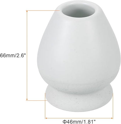 HARFINGTON Ceramic Chasen Stand 66mm Matcha Whisk Holder, Traditional Matcha Tea Chasen Holder, White