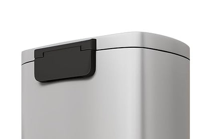 Garvee 13 Gal (50L) and 2.6 Gal (10L) Metal Trash Can Combo Set, Rustproof Garbage Can with Lid, Step-on Trash Bin with Inner Bucket, Rear Handle, White