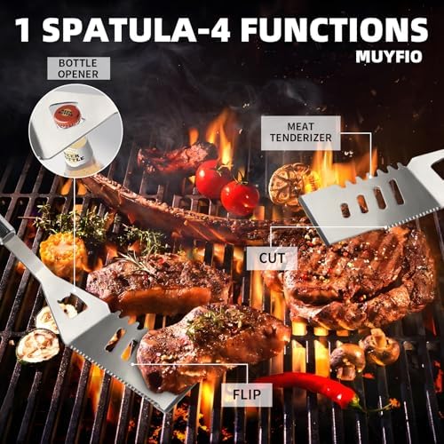 11Pcs Stainless Steel BBQ Grilling Accessories Set, Dad Gifts for Men Christmas Grilling Gifts,Portable Practical Grill Tools Utensils Kit with Storage Bag for Outdoor Grill Camping Backyard