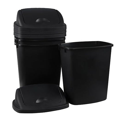 4-Pack 6 Gollons Garbage Bin with Lid, Black Swing Top Trash Can
