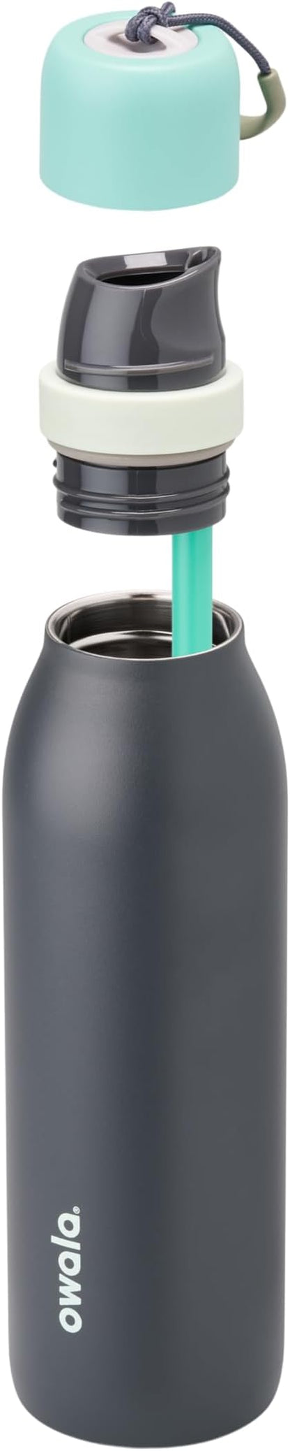 Owala FreeSip Twist Insulated Stainless Steel Water Bottle with Straw for Sports and Travel, BPA-Free, 18-oz, Blue/Grey (Foggy Tide)
