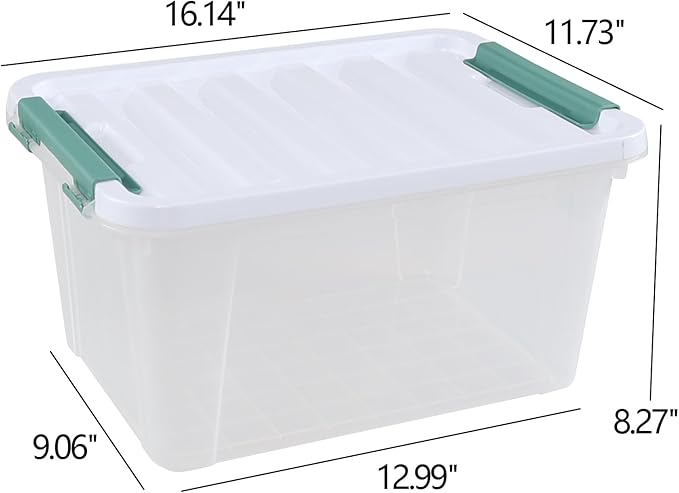 6-Pack 20 L Plastic Storage Box, Clear Latch Storage Box with Lids