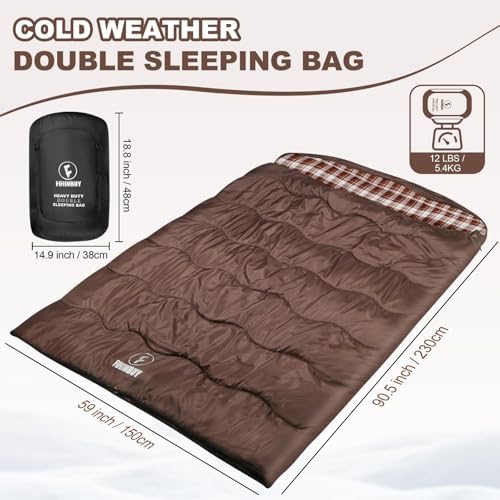 0 Degree Cotton Flannel Double Sleeping Bag for Adults