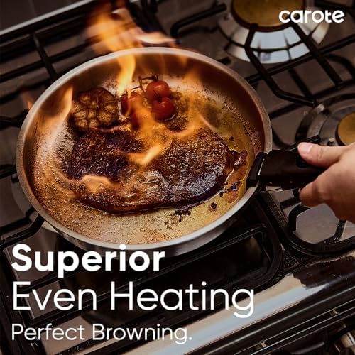 CAROTE 15pcs Tri-Ply Stainless Steel Cookware Set with Detachable Handle
