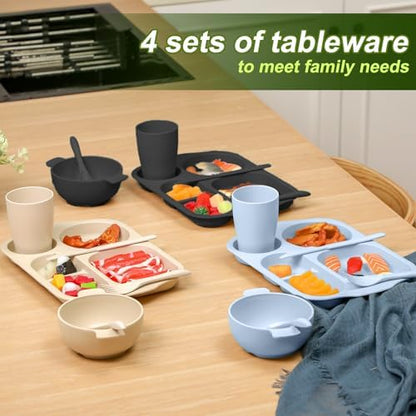 Honoson 24pcs Wheat Straw Dinnerware, Unbreakable, Vivid Color