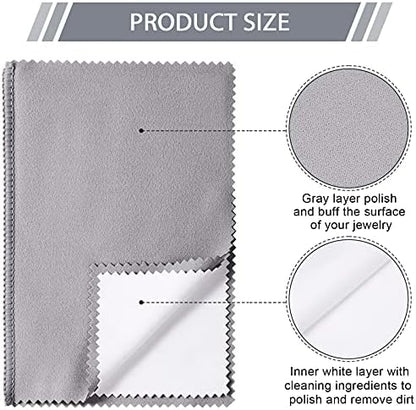 Breling 30 Pcs Silver Jewelry Polishing Cloths 6 x 8 inches Jewelry Cleaning Cloth Sterling Polish Cloths for Jewelry