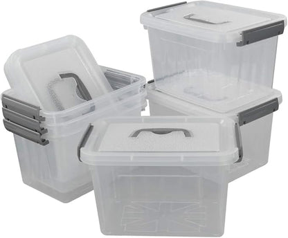 6-Pack Plastic Storage Box, 6 L Clear Storage Bins with Lid