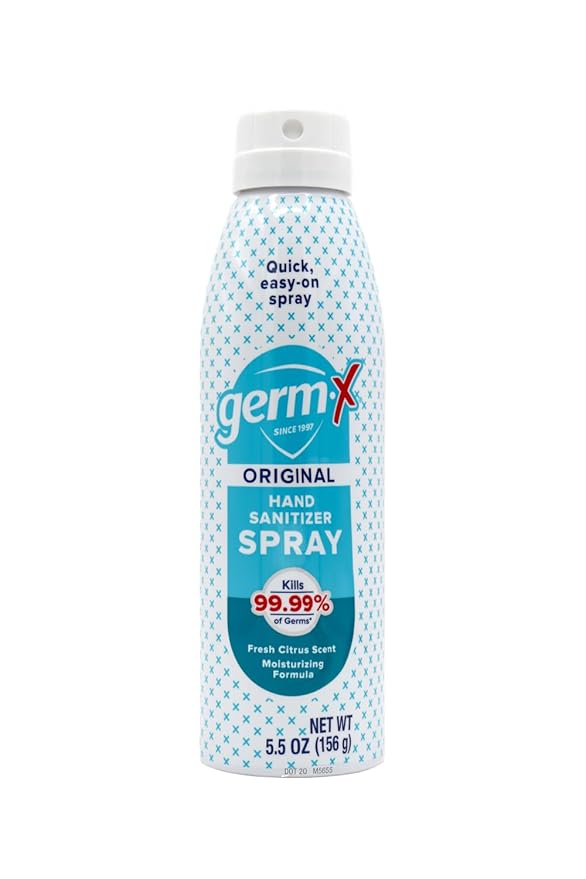 Germ-X Hand Sanitizer Spray, Non-Drying & Moisturizing with Vitamin E, Instant and No Rinse Formula, Fresh Citrus Scent, Back to School Supplies, Paraben Free, 5.5 Oz (Pack of 6)