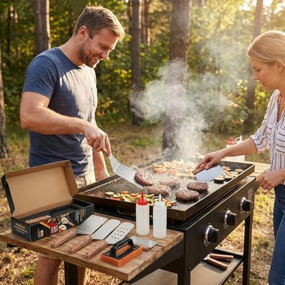 BBQ Tool Set, Stainless Steel Grill Accessories with Carrying Case, Outdoor Cooking Utensils for Camping, Tailgating, Backyard BBQ(8PCS)