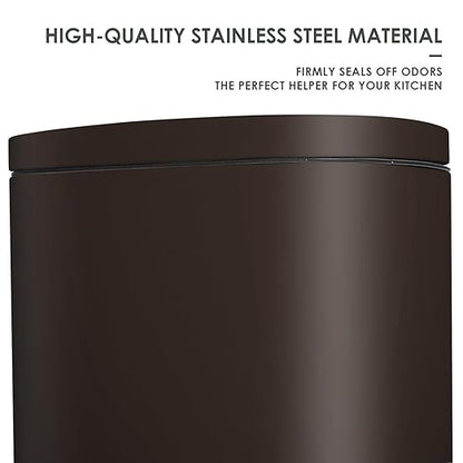 AthLike Trash Can, Stainless Steel Kitchen Garbage Can, Step Waste Bin with Hinged Lid and Removable Inner Bucket, Soft-Close, Dustbin for Bathroom Bedroom Living Room Home (Brown, 8 Gal)
