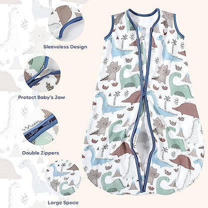 Yoofoss Baby Sleep Sack 6-12 Month 0.5TOG 100% Organic Cotton 2-Way Zipper