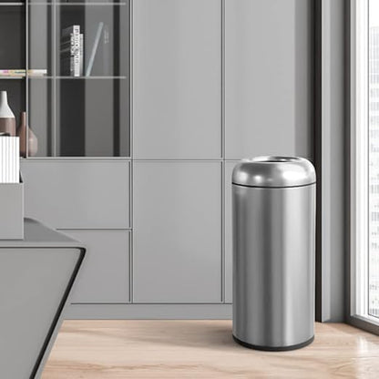 BEAMNOVA 16.5 Gallon Trash Can Black Open Top Large Outdoor Indoor Commercial Stainless Steel Industrial Waste Basket Container, Metallic Garbage Enclosure with Lid