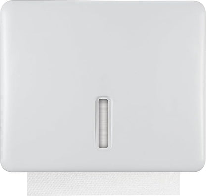 Multifold Paper Towel Dispenser Wall Mount (White) – Large Capacity C-Fold, Trifold, and Folded Commercial Hand Towels Holder for Bathroom & Restroom – Adhesive or Screw Mounted