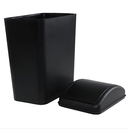 4.5 Gallon Trash Can with Swing Top Lid, Plastic Garbage Bin with Lid, Black, 3-Pack