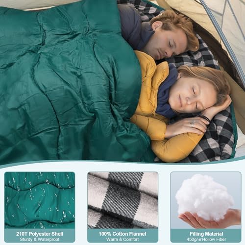 0 Degree Cotton Flannel Double Sleeping Bag for Adults